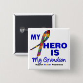 Autism My Hero is Mijn kleinzoon Vierkante Button 5,1 Cm (Voorkant /achterkant)
