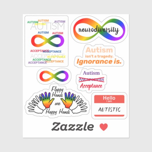 Autism Neurodiversity set Custom-Cut Vinyl Sticker (Vel)