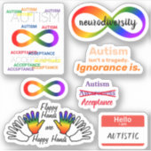 Autism Neurodiversity set Custom-Cut Vinyl Sticker (Voorkant)
