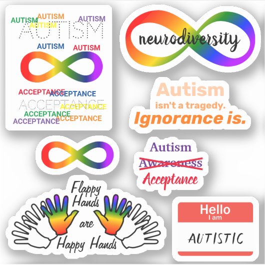 Autism Neurodiversity set Custom-Cut Vinyl Sticker (Voorkant)