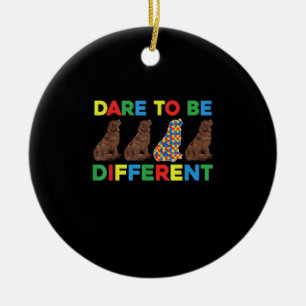 Autism Newfoundland Dog Dad and Dog mama Keramisch Ornament