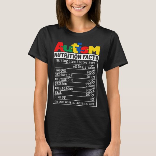 Autism Nutrition Facts Toddler Autism Awareness Mo T-shirt (Voorkant)