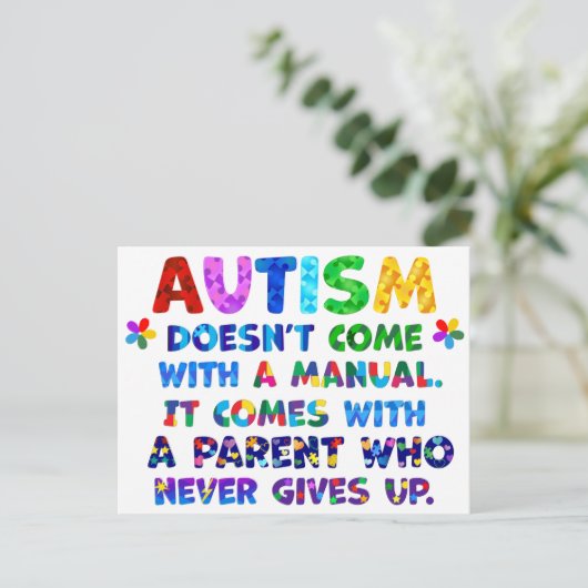 AUTISM Ouder geeft nooit op Briefkaart (Staand voorkant)
