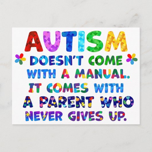 AUTISM Ouder geeft nooit op Briefkaart (Voorkant)