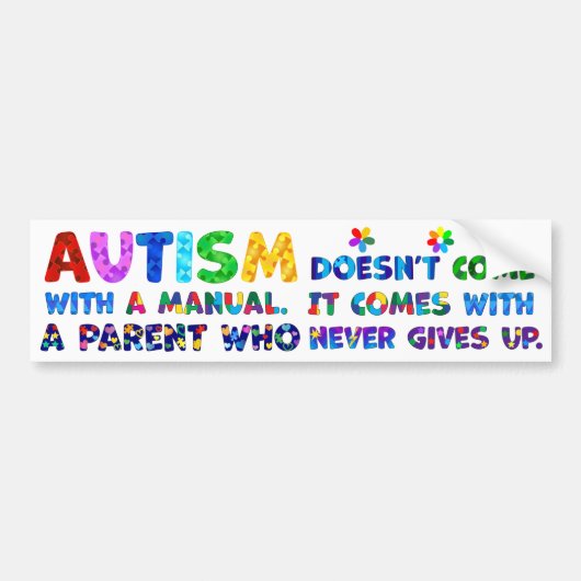 AUTISM Ouder geeft nooit op Bumpersticker (Voorkant)