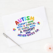 AUTISM Ouder geeft nooit op Ovale Sticker (Envelop)