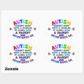 AUTISM Ouder geeft nooit op Ovale Sticker (Vel)