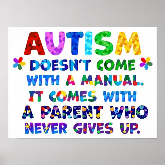 AUTISM Ouder geeft nooit op Poster (Voorkant)