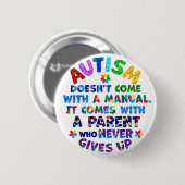 AUTISM Ouder geeft nooit op Ronde Button 5,7 Cm (Voorkant /achterkant)