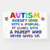 AUTISM Ouder geeft nooit op Spandoek (Horizontaal)