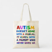 AUTISM Ouder geeft nooit op Tote Bag (Achterkant)
