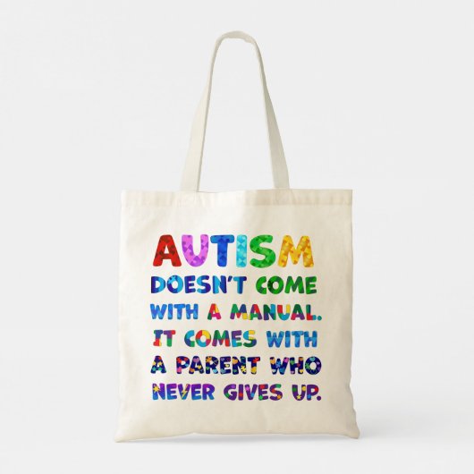 AUTISM Ouder geeft nooit op Tote Bag (Achterkant)
