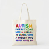 AUTISM Ouder geeft nooit op Tote Bag (Voorkant)