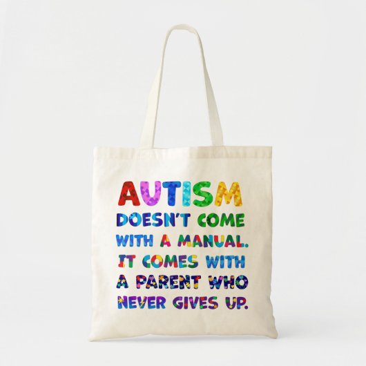 AUTISM Ouder geeft nooit op Tote Bag (Voorkant)