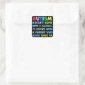AUTISM Ouder geeft nooit op Vierkante Sticker (Tas)