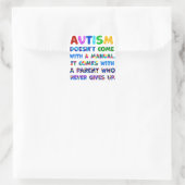 AUTISM Ouder geeft nooit op Vierkante Sticker (Tas)