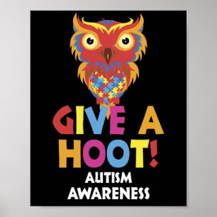 Autism Owl Autism Awareness Geef een hap Poster