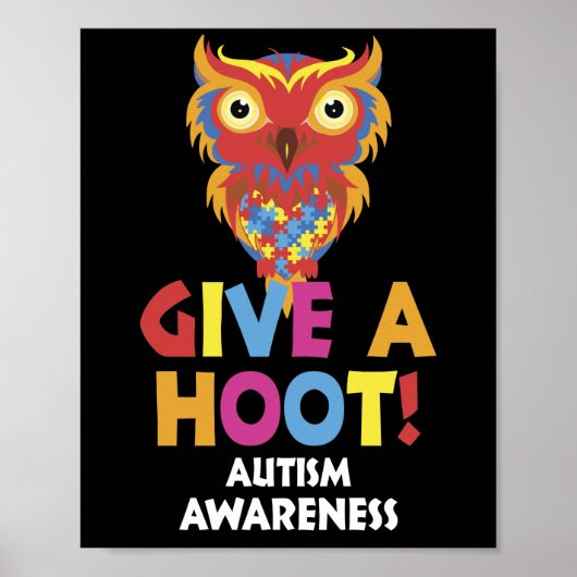 Autism Owl Autism Awareness Geef een hap Poster (Voorkant)