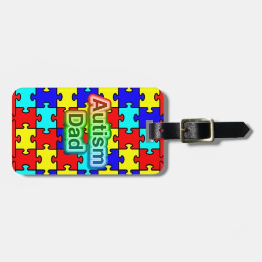 Autism Papa aangepast bagagelabel (Voorkant horizontaal)