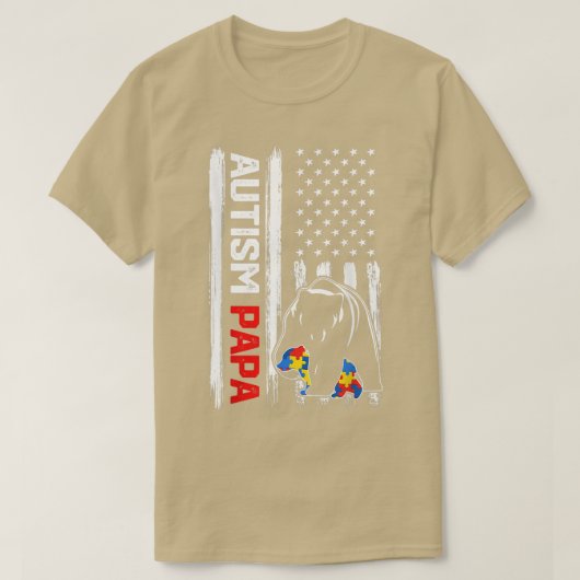 Autism Papa Beer American Flag Awareness F T-shirt (Design voorkant)