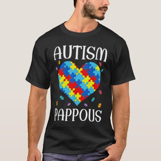 Autism Pappous Matching Family Heart Autism Awaren T-shirt (Voorkant)