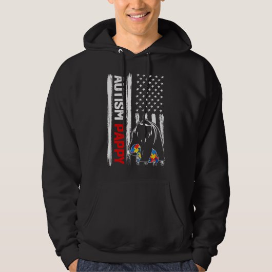 Autism Pappy Beer Amerikaanse vlag Hoodie (Voorkant)