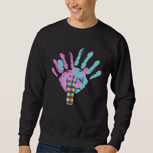 Autism Parents Awareness Handprint For Mom and Dad Trui (Voorkant)