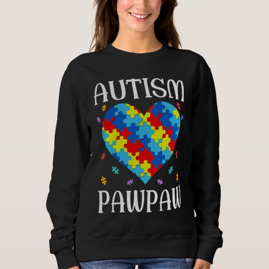 Autism Pawpaw Matching Family Heart Autism Awarene Trui (Voorkant)