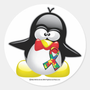 Autism Penguin Ronde Sticker
