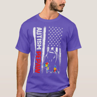  Autism Pepaw Beer Amerikaanse vlag T-shirt