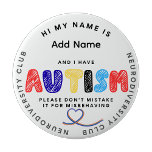 Autism Pin  ID Neurodiversity club Ronde Button 4,0 Cm<br><div class="desc">The Autism Pin ID Neurodiversity Club celebrates individuality, inclusion, and pride within the neurodiverse community. Designed to represent and support autistic identity, this pin serves as a meaningful symbol of acceptance and awareness. Perfect for students, advocates, and allies, it can be worn on bags, jackets, or lanyards to show solidarity...</div>