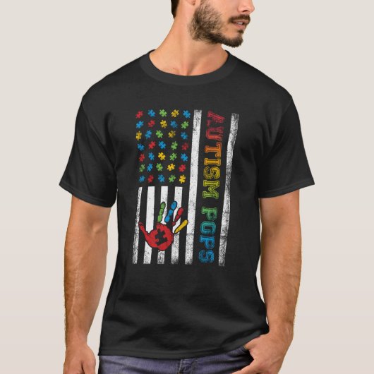 Autism Pops American Flag Autism Awareness T-shirt (Voorkant)