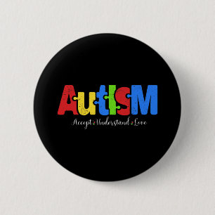 Autism Puzzle Accepteer om de liefdesautisme te be Ronde Button 5,7 Cm