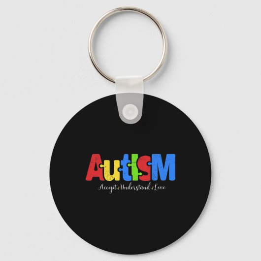 Autism Puzzle Accepteer om de liefdesautisme te be Sleutelhanger (Voorkant)