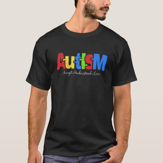 Autism Puzzle Accepteer om de liefdesautisme te be T-shirt (Voorkant)