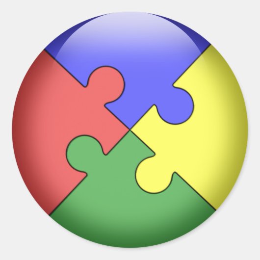Autism Puzzle Ball Ronde Sticker (Voorkant)