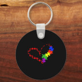 Autism Puzzle Buffalo Plaid Love Christmas Graphic Sleutelhanger (Voorkant)