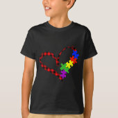Autism Puzzle Buffalo Plaid Love Christmas Graphic T-shirt (Voorkant)