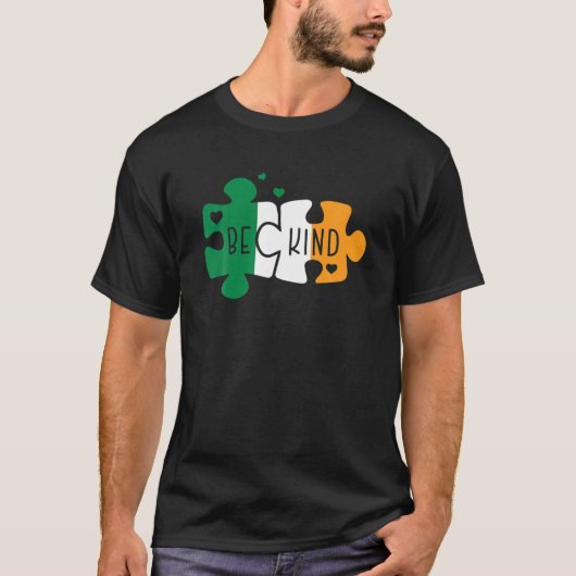 Autism Puzzle Flag Irish St Patrick Day Autism Awa T-shirt (Voorkant)