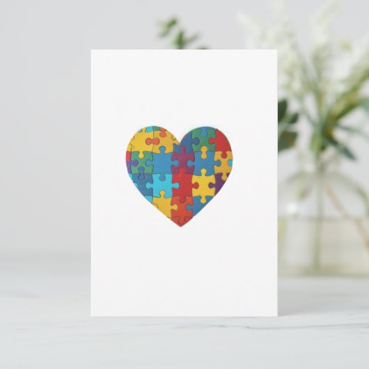 Autism Puzzle Heart Bedankkaart (Staand voorkant)