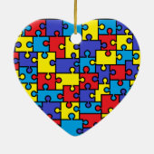 Autism Puzzle Heart Kerstannament Keramisch Ornament (Achterkant)