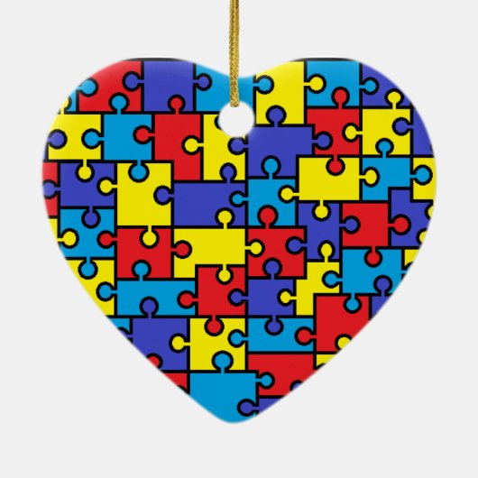 Autism Puzzle Heart Kerstannament Keramisch Ornament (Achterkant)