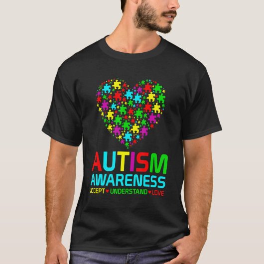 Autism Puzzle Heart Love Accept Understand Autism T-shirt (Voorkant)