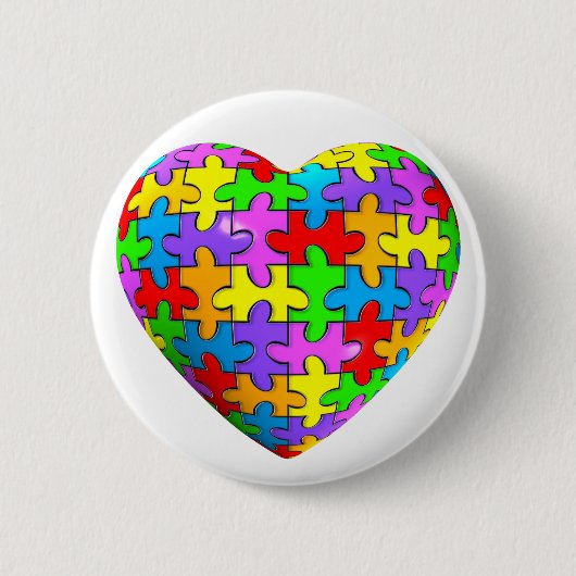 Autism Puzzle Heart Ronde Button 5,7 Cm (Voorkant)