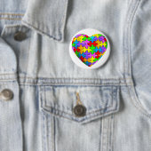 Autism Puzzle Heart Ronde Button 5,7 Cm (In situ)