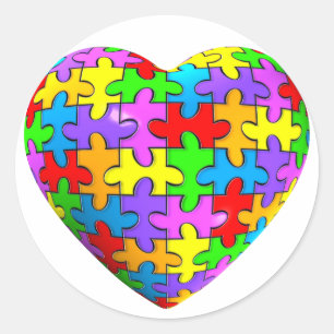 Autism Puzzle Heart Ronde Sticker