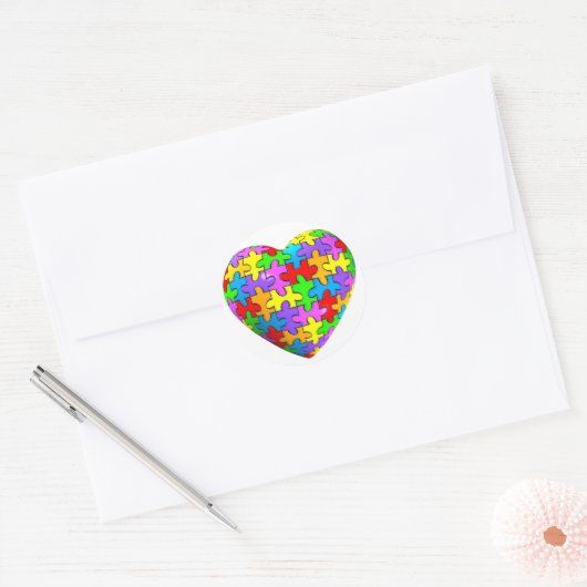 Autism Puzzle Heart Ronde Sticker (Envelop)