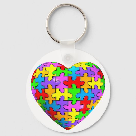 Autism Puzzle Heart Sleutelhanger (Voorkant)
