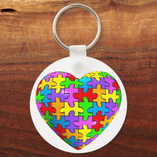 Autism Puzzle Heart Sleutelhanger (Voorkant)