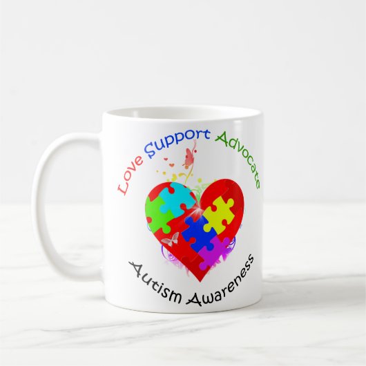Autism Puzzle on Heart Koffiemok (Links)